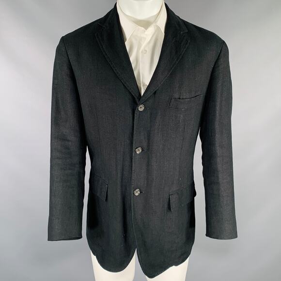 POLO by RALPH LAUREN Size M Black Linen Notch Lapel Sport Coat